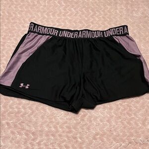 Under Armour Women's Black and Lavender Athletic Shorts